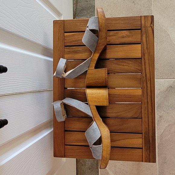 Topshop Grey Suede Wooden Block Heel Sandals - Size 7 - Worn once – Like new - Picture 5 of 11